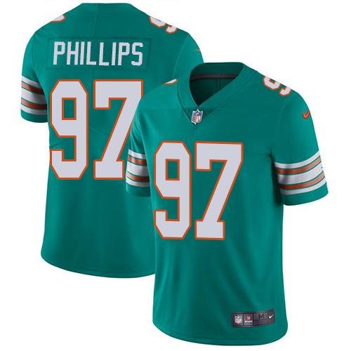 Nike Miami Dolphins #97 Jordan Phillips Aqua Green Alternate Youth Stitched NFL Vapor Untouchable Limited Jersey->youth nfl jersey->Youth Jersey